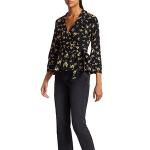 Ganni floral wrap top NWT Sz 38